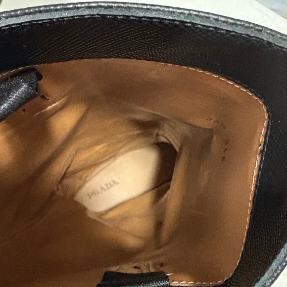 Prada Black Leather Pull On Riding Boots Size 38.5 Designer Preppy Equestrian - Picture 6 of 10